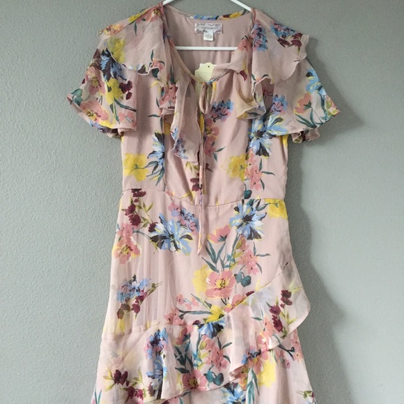 Band Of Gypsies- Sunny Mauve Floral Ruffle Dress - Picture 2 of 16